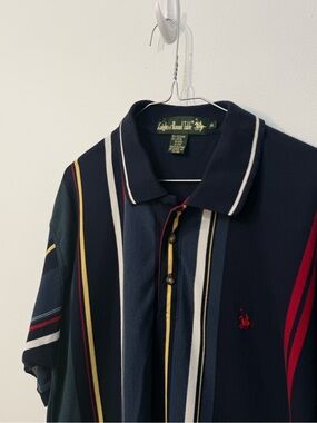 Vintage Knights of Round Table XL Striped Polo Shirt 90s Colorblock Preppy